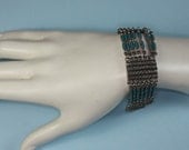 Vintage Faux Turquoise Bracelet Silver Tone Southwestern Style