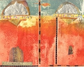 Turkish Delight 06 - unique collagraph print with collage