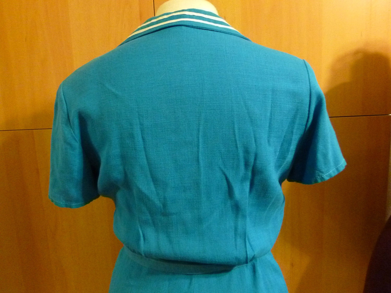 Vintage Nautical Theme 1950s Linen Dress