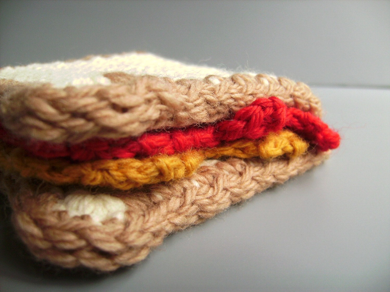 Crochet Peanut Butter and Strawberry Jelly Sandwich Play food Toy