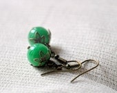 Green jade earrings