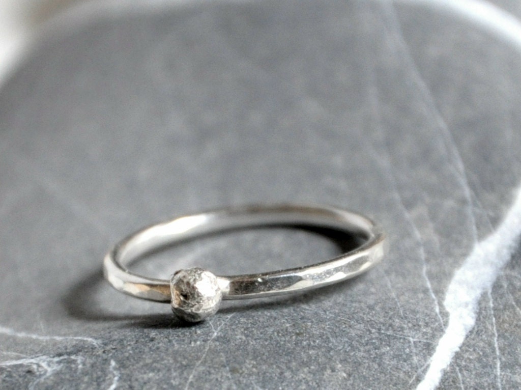 Sterling silver ring - stackable ring with 4mm ball - MADE TO ORDER