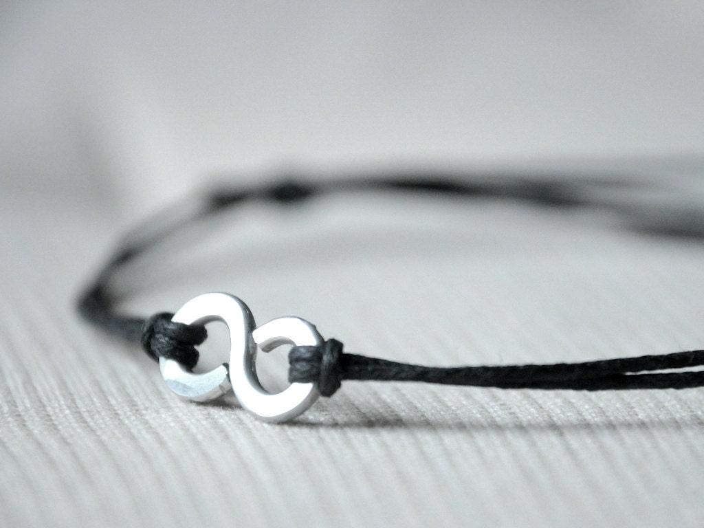 For Him Infinity Bracelet  - Aluminium wire and waxed cotton - Men and Unisex bracelet - Vegan friendly