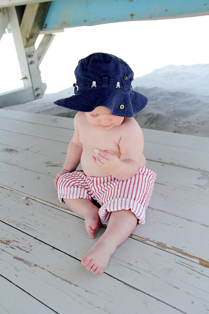 Red Stripe Ticking Toddler Pants/Shorts