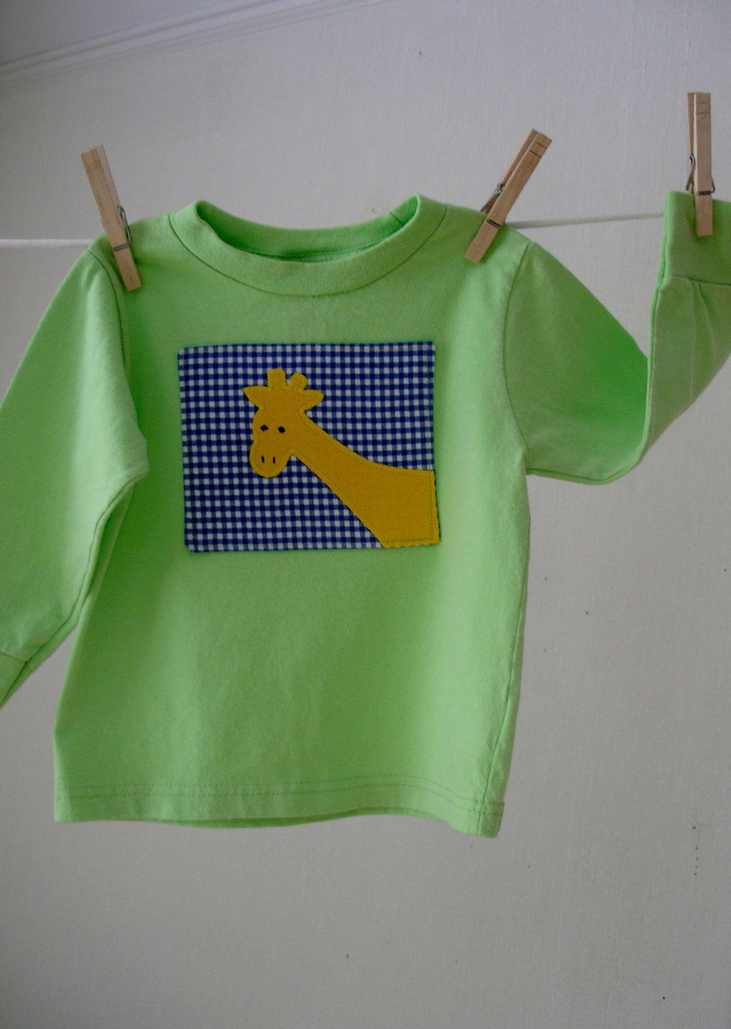 Kiwi Green Shirt with Giraffe Applique
