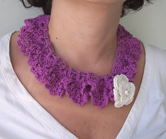 Collar Necklace  - Crochet Necklace Spring Fashion Accessories Mother's Day Peter Pan Collar Crochet Brooch,Bamboo Necklace, Bamboo Brooch