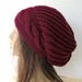 Hand Knit Hat- Womens hat - chunky knit Slouchy Beanie  Slouch Burgundy  Hat Winter Accessories knitted beret Autumn Fashion