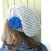 Hand Knit Hat- Womens hat - chunky knit Slouchy Beanie Slouch Hat Flower Winter Accessories knitted beret silver gray Autumn Fashion