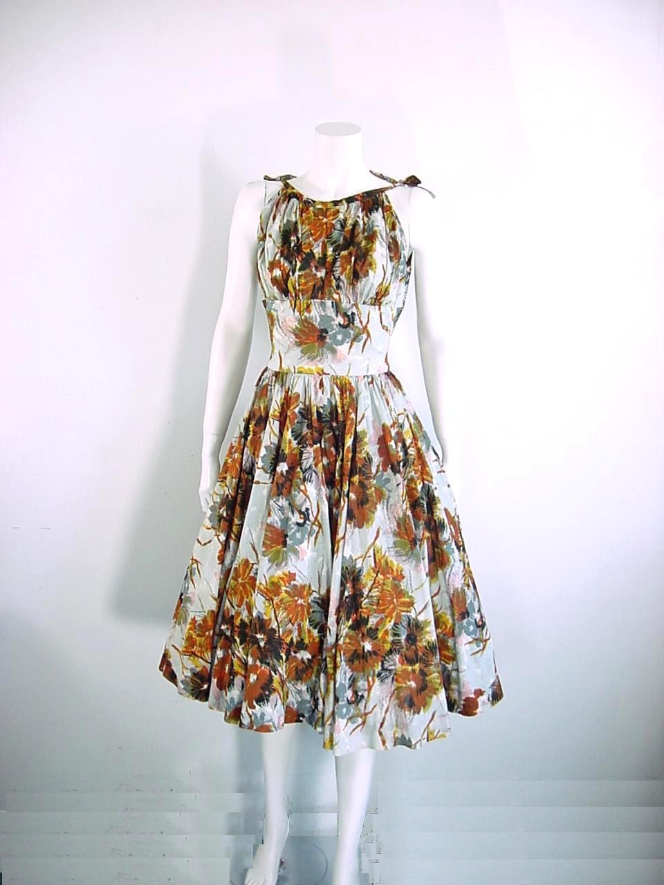1950s Vintage Designer Sun Dress Full Circle Skirt Anne Fogarty - Small - bloomstreetvintage