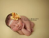 Simple Flower Headband in ORANGE - newborn photo prop