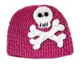 Punk Princess Skully Beanie - Crochet Pirate/Punk/Rock Hat - Size 3-6 Months - READY TO SHIP