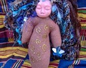 Muse Doll for NaNoWriMo Writers - Iced Mocha Morning Faerie Doll - Primitive Handmade Cloth Goddess Doll - Spirit Doll - Voodoo Doll --- FREE SHIPPING in the USA