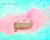 Three Bunnies in Bow Ties  - LIFE Is BUT A Dream - 8x10 Art Print