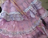 Vintage Kitty.. gorgeous crochet.. full circle skirt.. upcycled.. passionate purple and periwinkle blue tones... one of a kind..  SM-MED