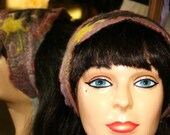 Handmade Felt Accessories Felted Headband with needlefelted Tree and Sun -Merino Wool & Silk - OOAK Wearable Art