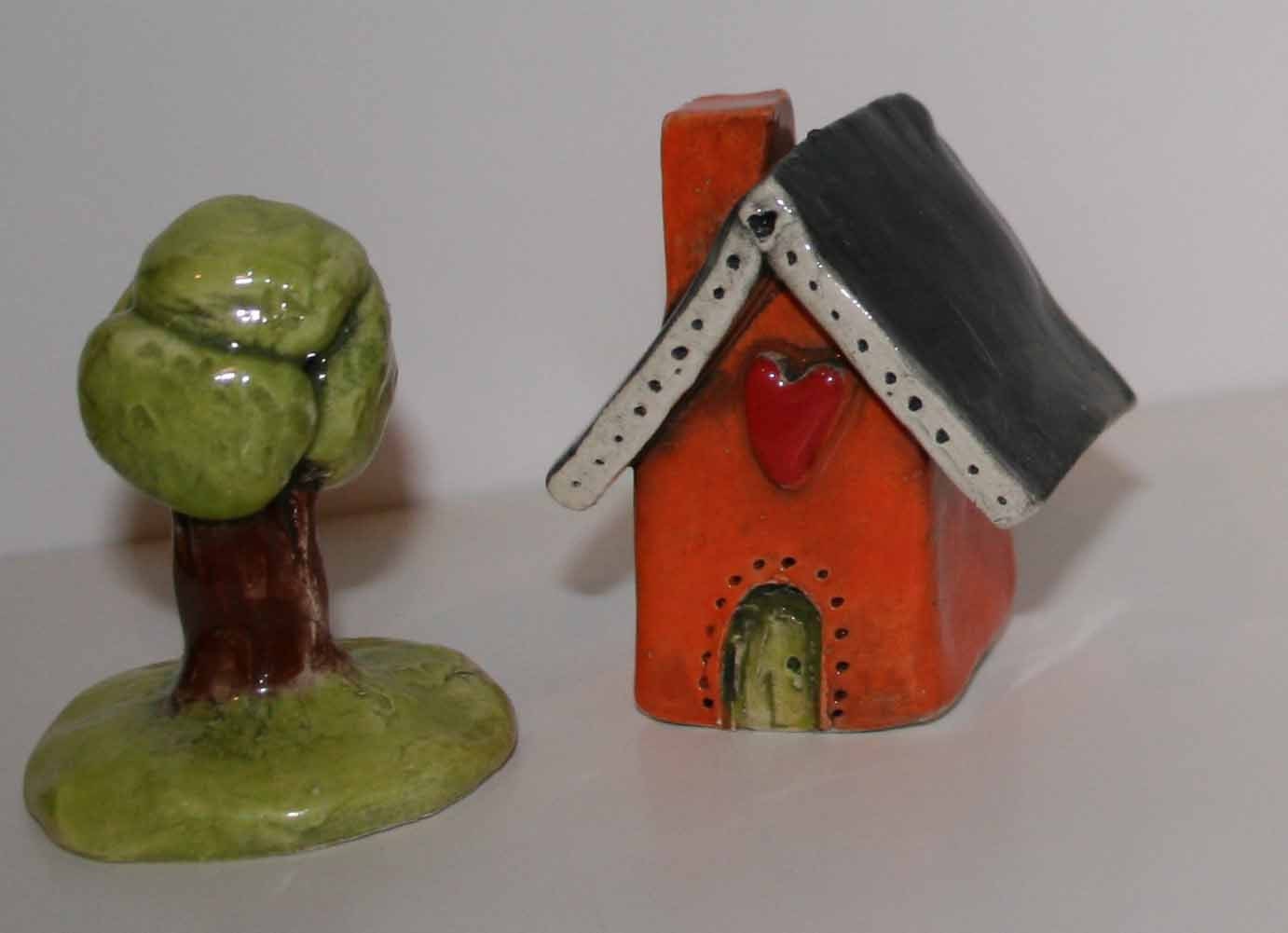 SALE Clay House in Orange with Yellow door