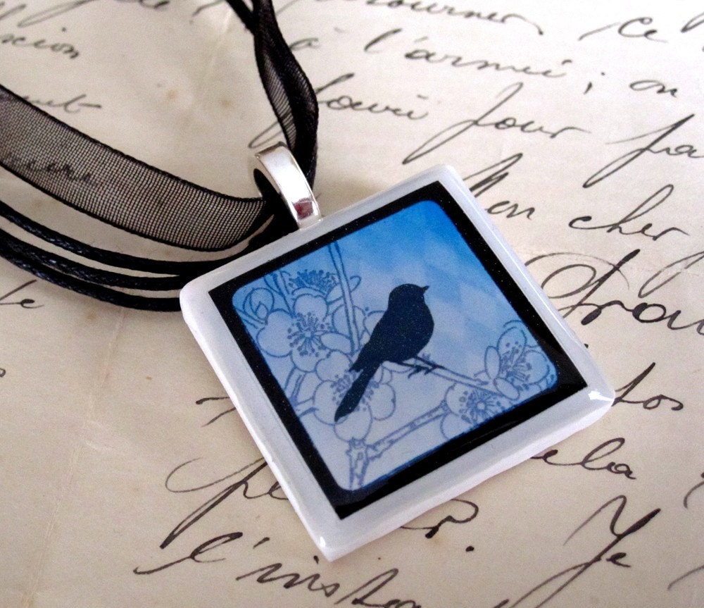 Bird Polymer Clay Necklace Spring Songbird