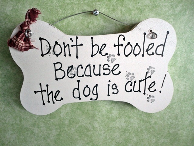 cute dog sign painted wood