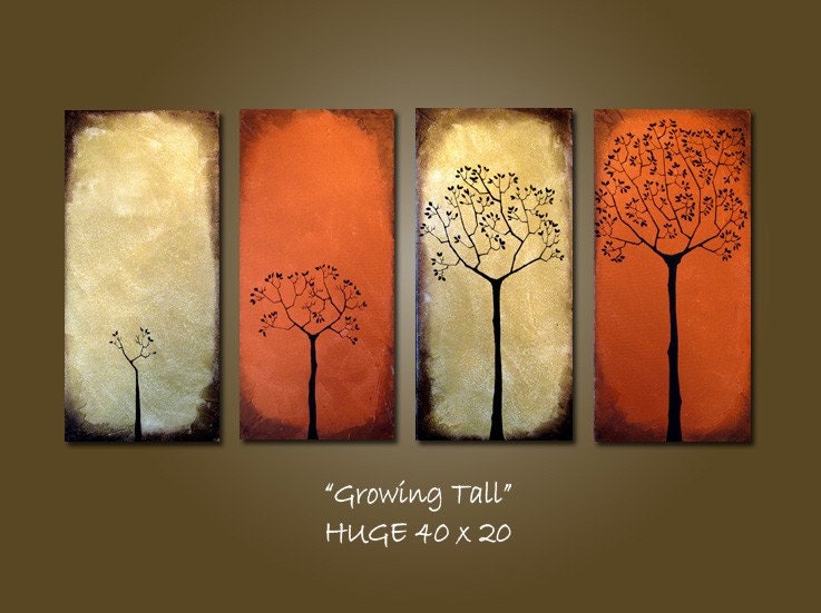 Custom Growing Tall - HUGE 40 x 20, Heavy Textured Acrylic painting, ready to hang, ORIGINAL and HUGE, One of a Kind - Please see close ups