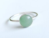 Green Aventurine Ring Sterling Silver Stacking Ring