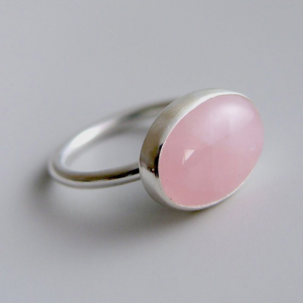 Rose Quartz Ring Sterling Silver Pink Ring