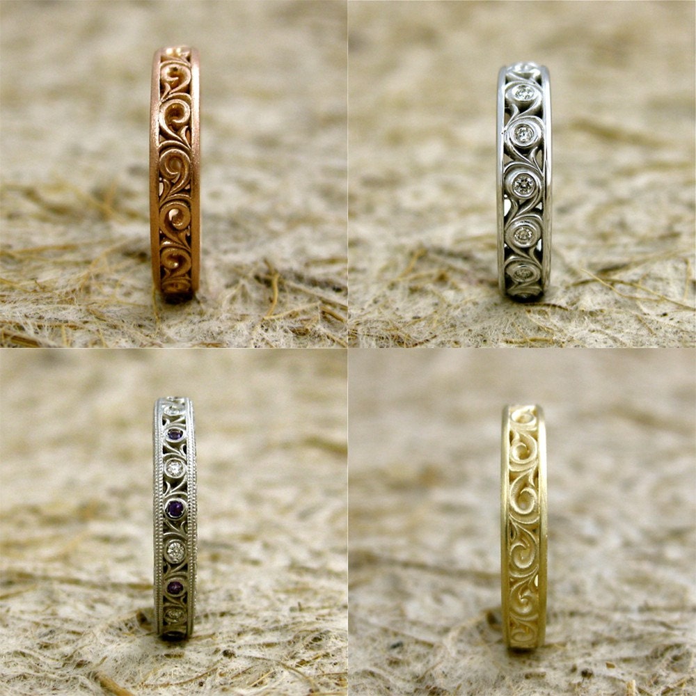 Order Your Custom Made Wedding Ring with Scrolls Here - Reserved for SAM - Final