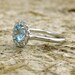 Classic Halo-Style Aquamarine & Diamond Engagement Ring in 14K White Gold