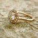 Handmade Round Moissanite and Diamond Engagement Ring in 14K Rose Gold - Other Gems and Colors Available