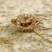 Handmade Antique Cushion Cut Peach Morganite Engagement Ring in 14k Rose Gold with Diamonds