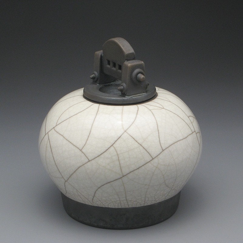 Ceramic jar ,Raku fired jar, art pottery,jar with lid