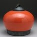 Red Orange ceramic Jar with lid,Raku Fired Covered Jar,handmade jar,art pottery,small urn