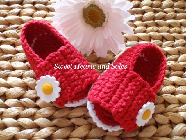 Red and White Daisy Sporty Baby Sandals 3-6 Months