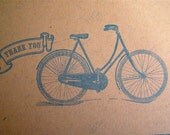 50 Thank You Note - Bicycle Postcard in Blue - Vintage Inspired