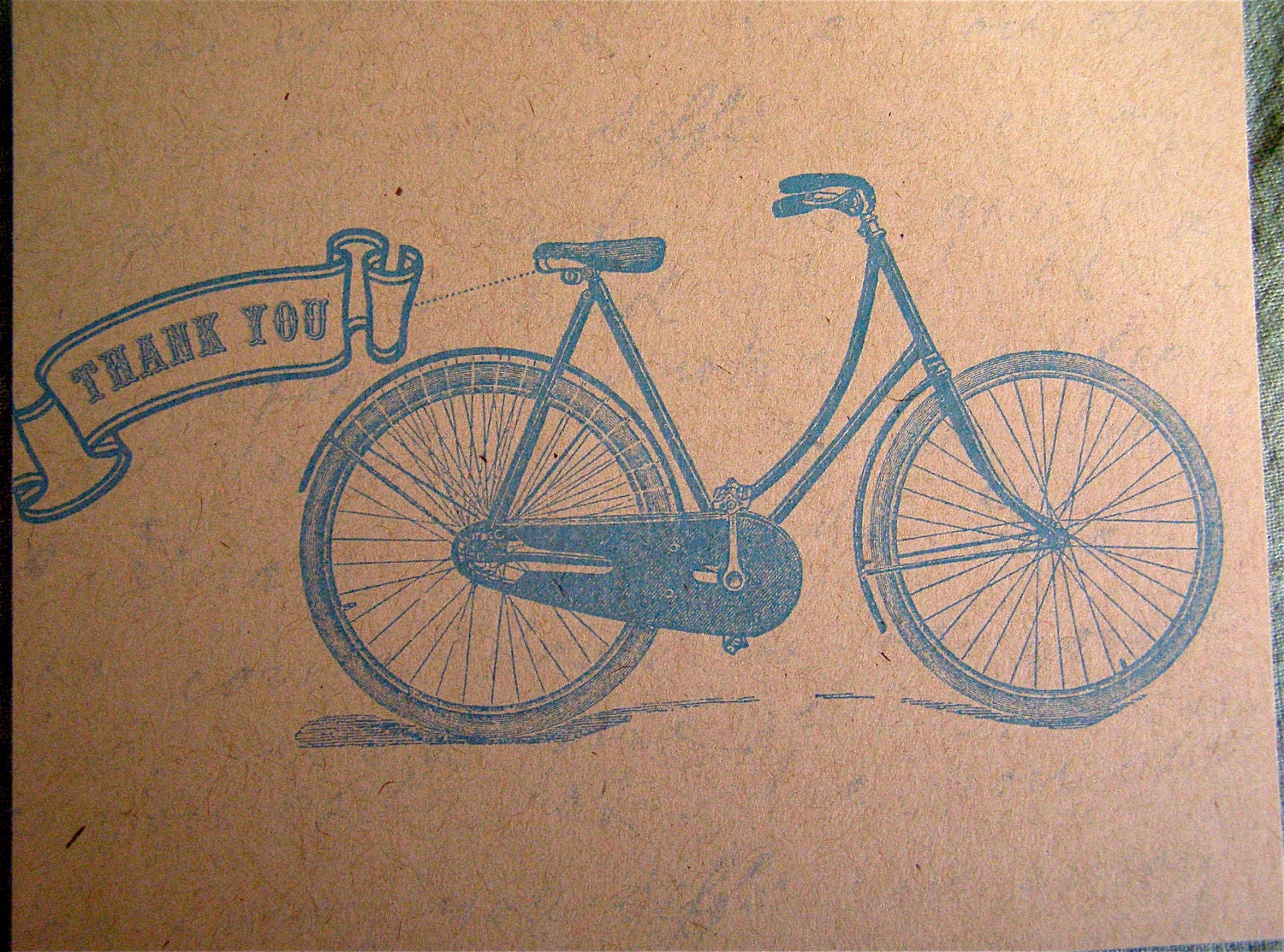 50 Thank You Note - Bicycle Postcard in Blue - Vintage Inspired