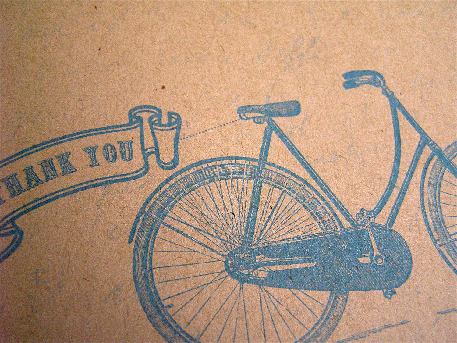 50 Thank You Note - Bicycle Postcard in Blue - Vintage Inspired