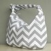 Grey Chevron Hobo Bag - Zipper Slouch Purse - Zipper Hobo - Zipper Purse - Chevron Purse (no.31)