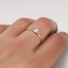 Gold Leaf Ring, 14k Yellow Gold Stacking Ring with Thin Hammered Band and Leaf