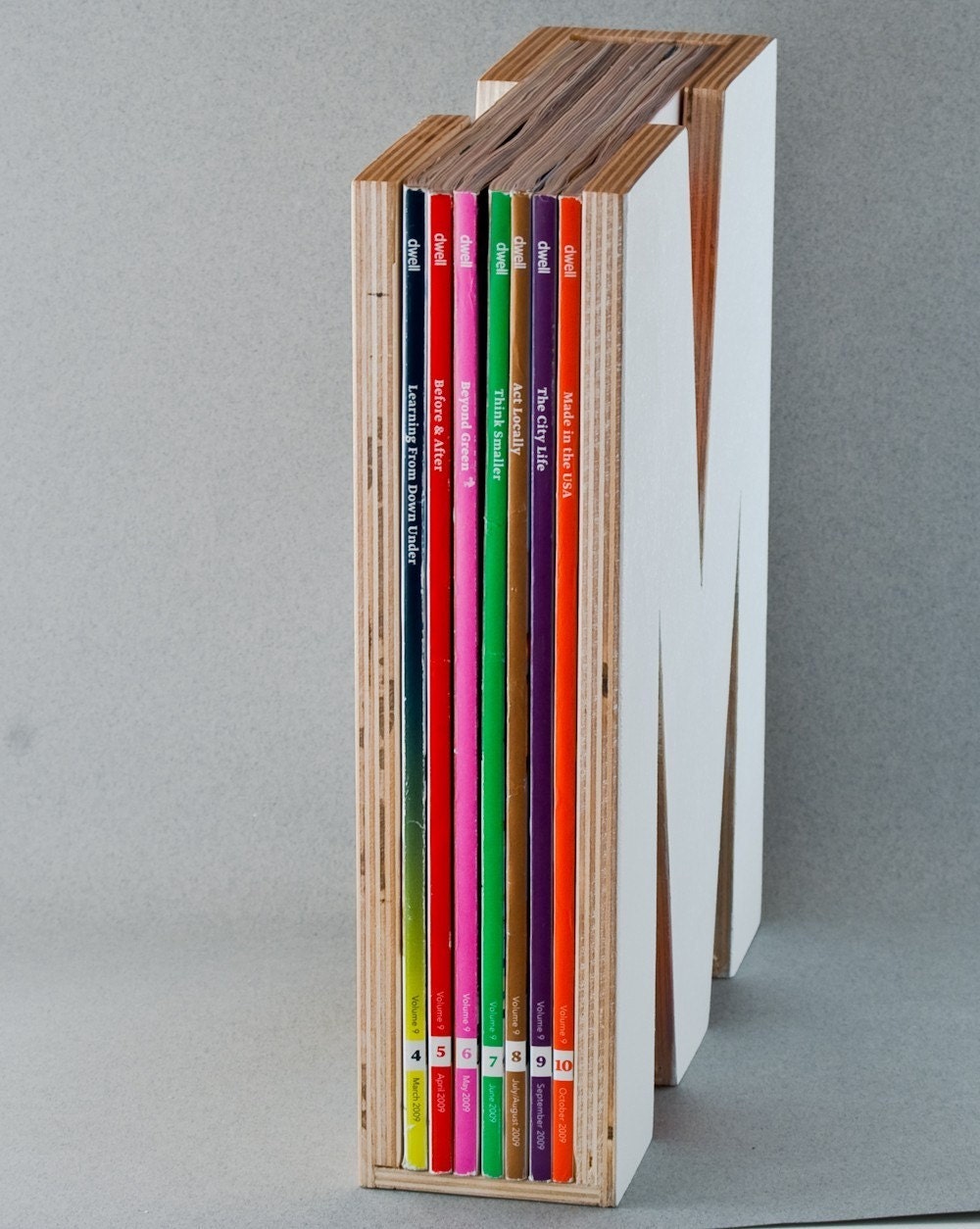 M is for magazine. in white.