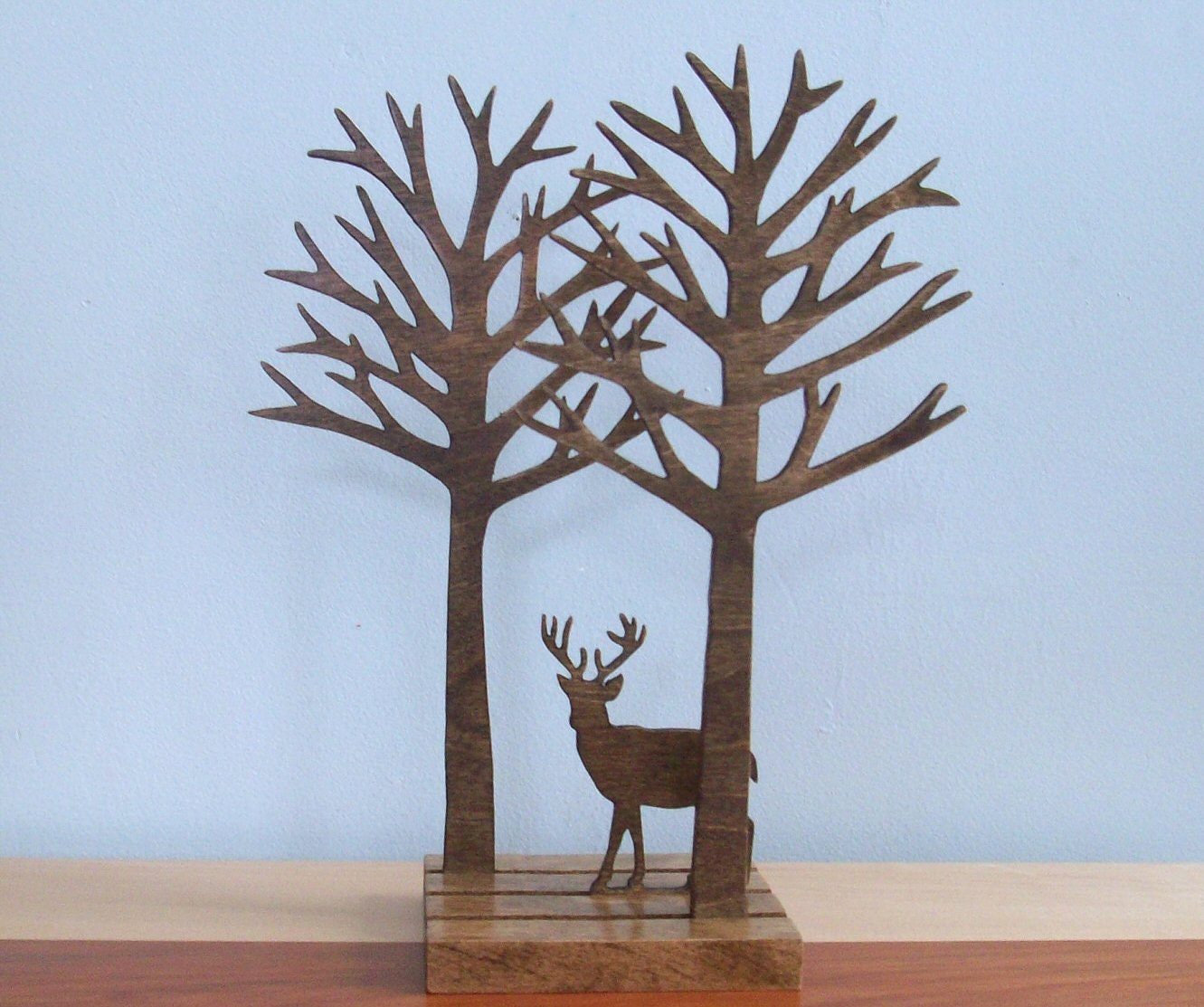 Little Wood Deer Forest Art Sculpture Rustic Home Decor