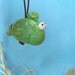 Funny smiling green fish - little hanging sculpture, home or office decoration