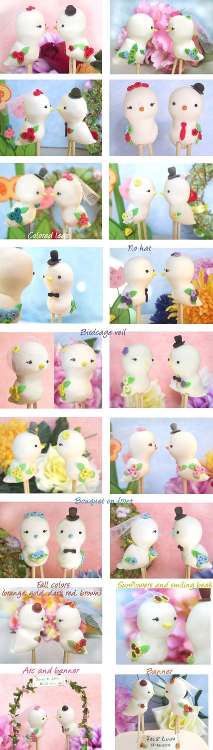 Cute Love birds wedding cake toppers - Personalized, promo price, bride and groom figurines