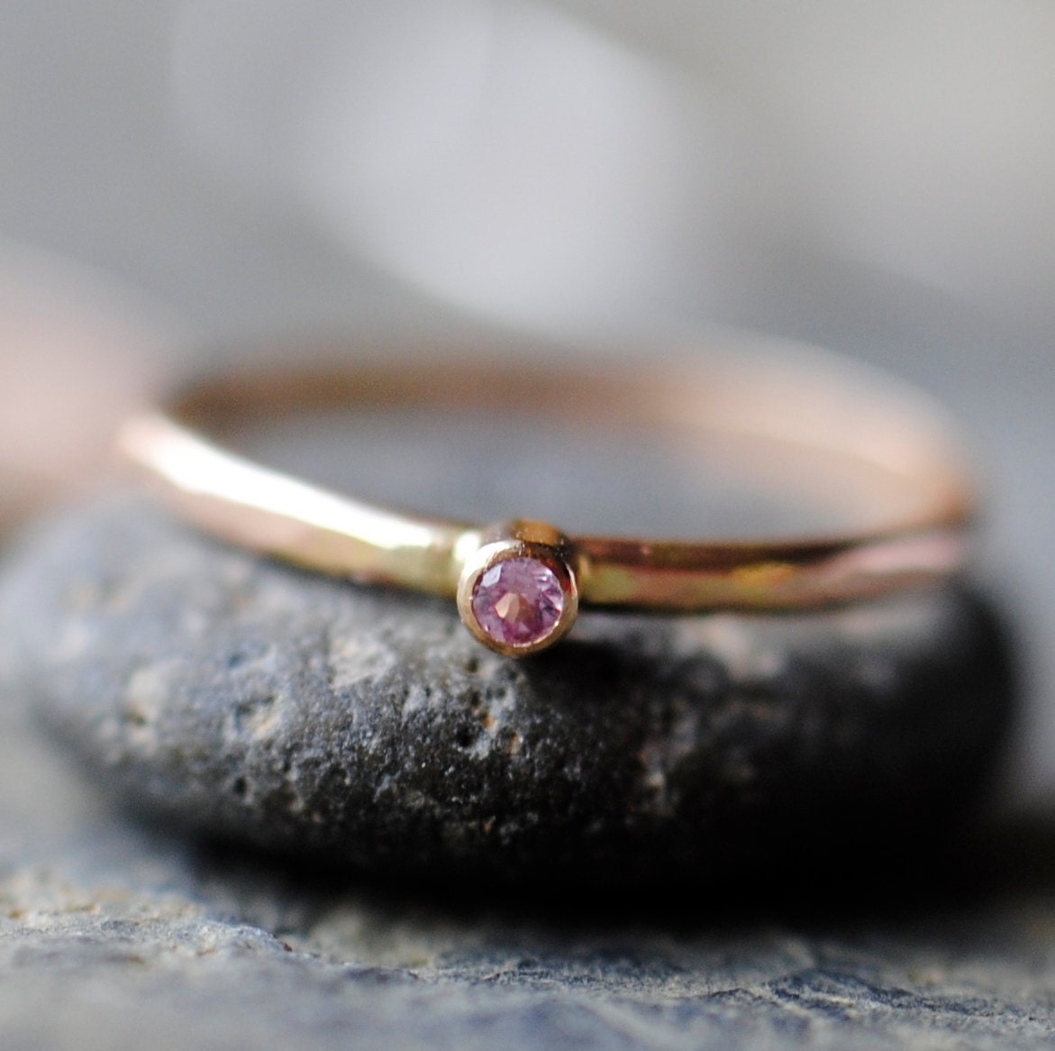 Pink Sapphire Ring, 14k Gold  Genuine AA-grade Pink Sapphire Handmade Ring