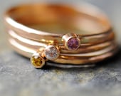 Sapphire Stacking Set,  14k gold handmade stacking rings set yellow pink white sapphires
