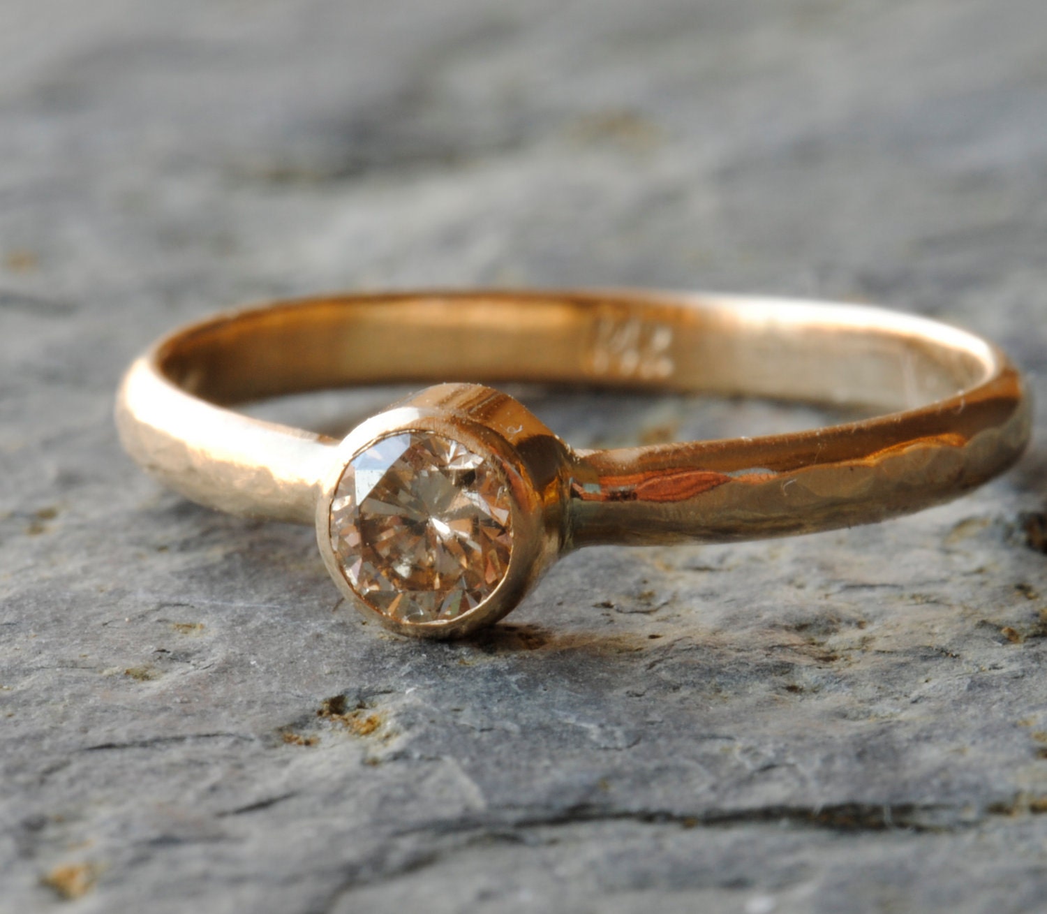 Chocolate Diamond Ring, Engagement ring, 14k yellow gold
handmade diamond ring by DalkullanJewelry