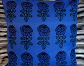 Blue Roses Vihkiruusu Pillow case, small, 14 x 14" Maija Isola, Finland