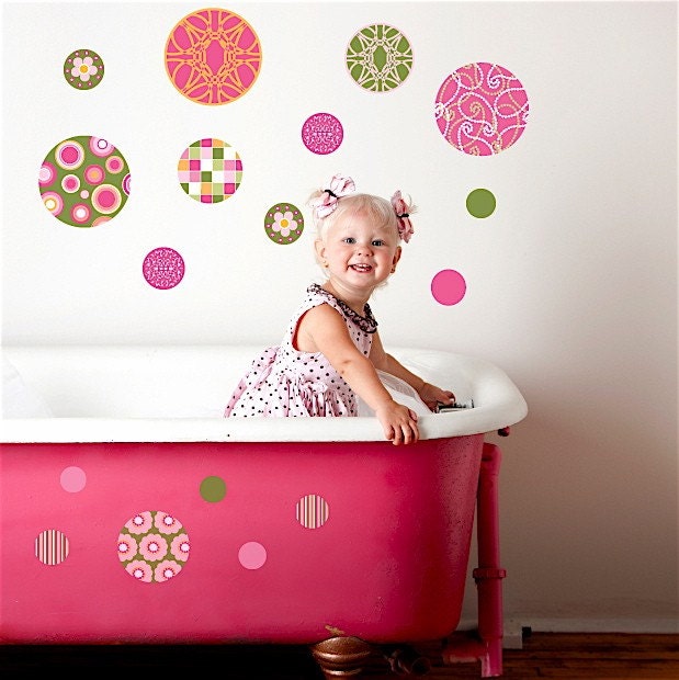 Delightful Dots Pink & Green Wall Decals (Repositionable)