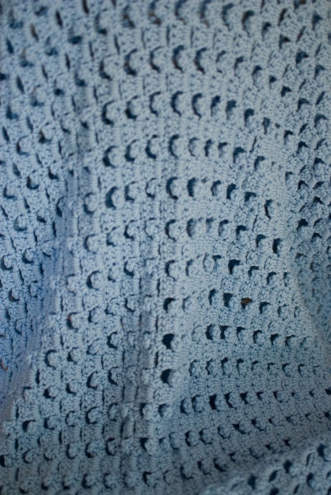 Large Blue Picot and Shell Afghan