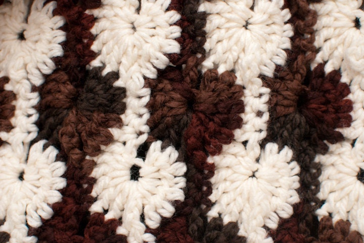 Warm, Cozy, Brown and Off White Afghan