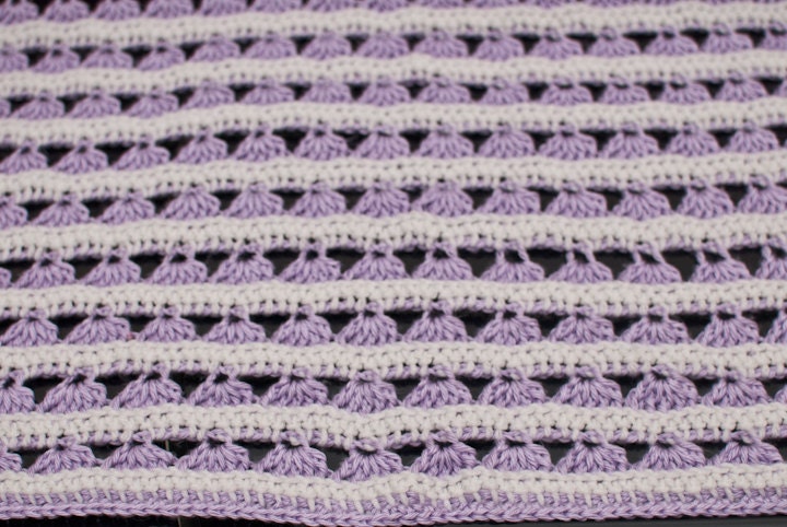 White & Lavender Shells Afghan