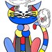 Cat Art Cards- Roy Lichtenstein 5x7 Card- Pop Art- Original Art- by beckyzimm